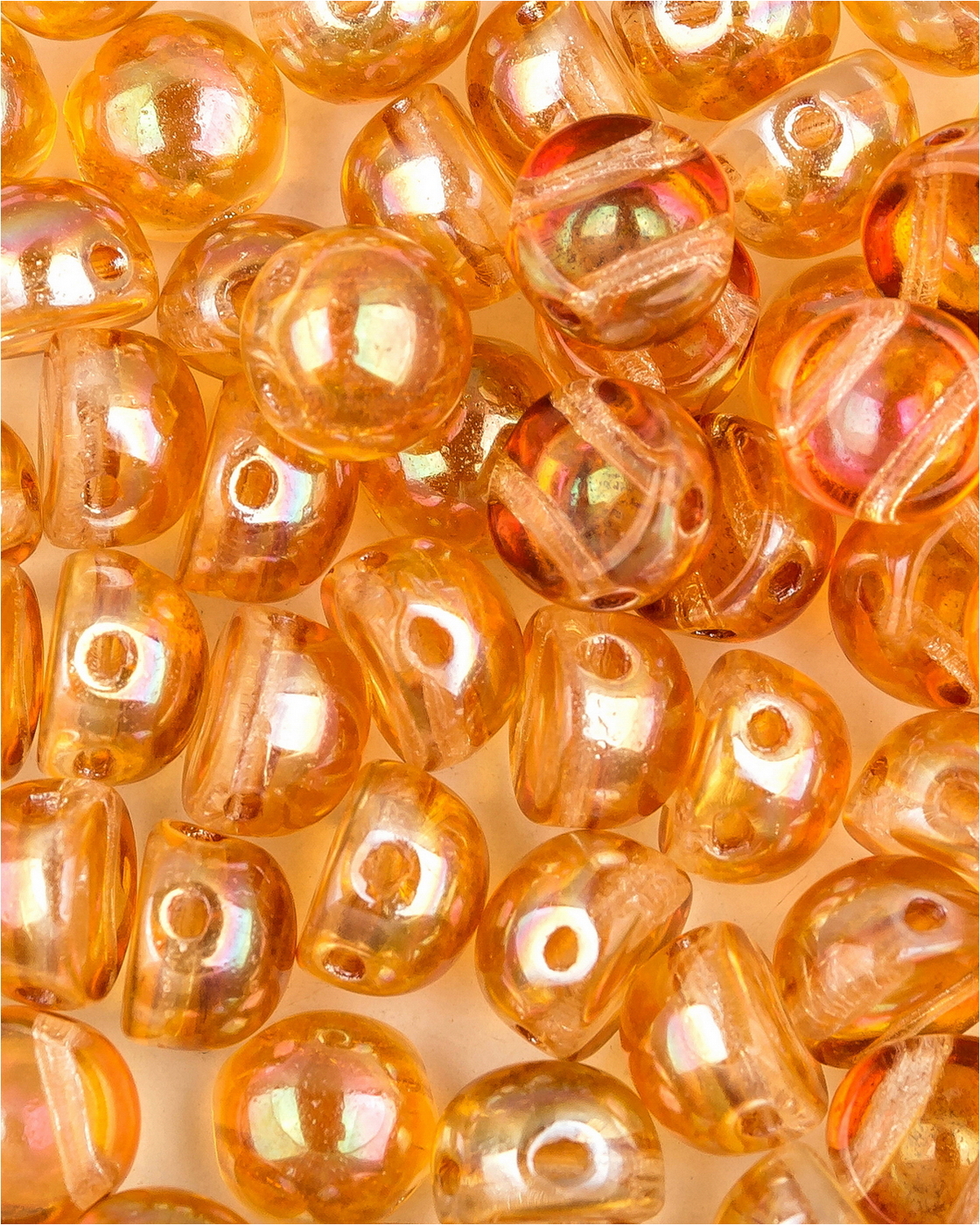 Бусины Czech Beads с двумя отверстиями, Cabochon bead, 6 мм Crystal Apricot Medium, 30 шт