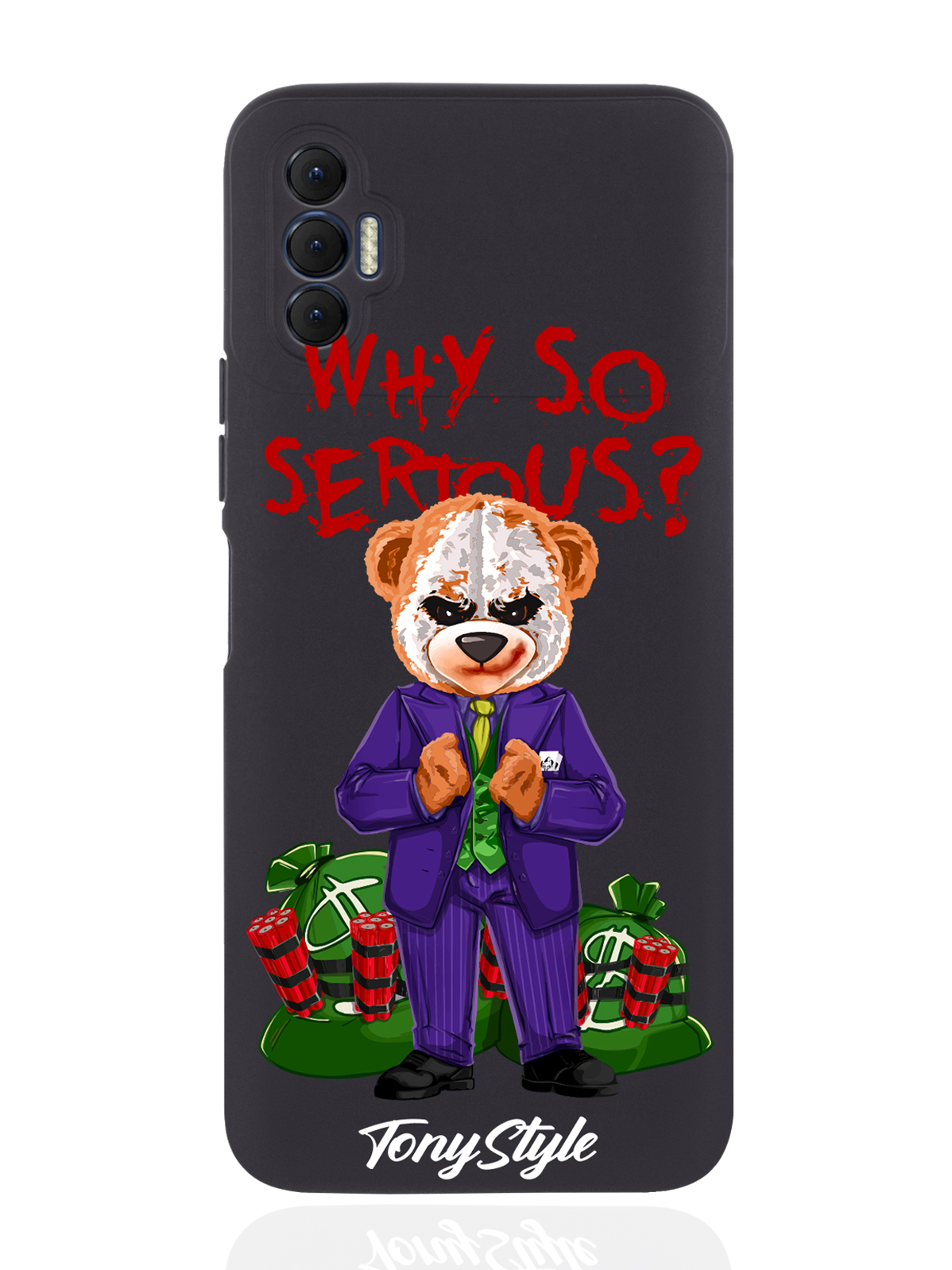 

Чехол Tony Style для Tecno Spark 8P Tony Style Why so serious черный, Разноцветный