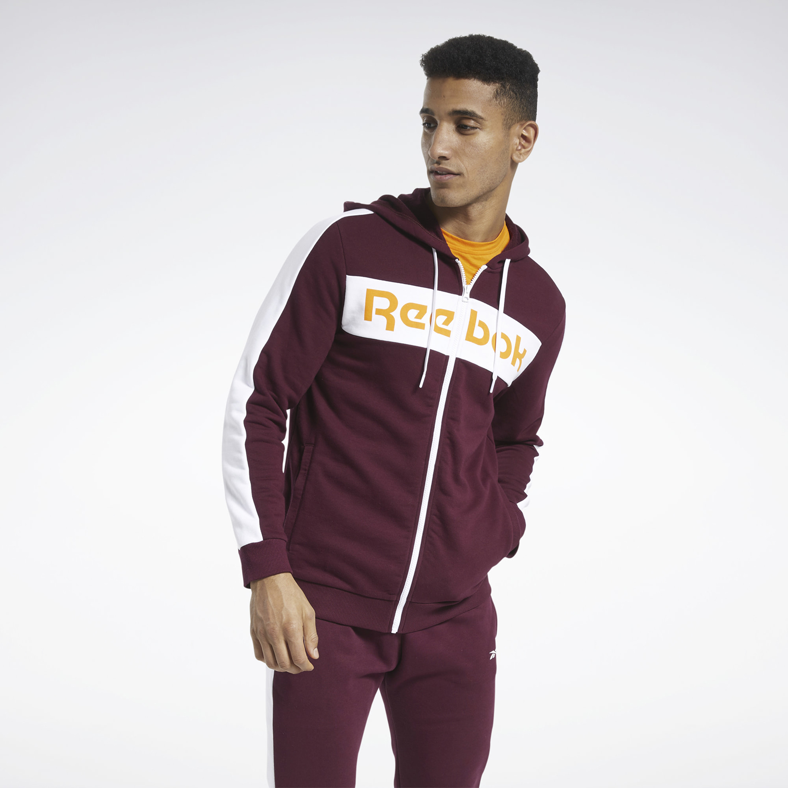 фото Толстовка мужская reebok te ll fz hoodie maroon бордовая l