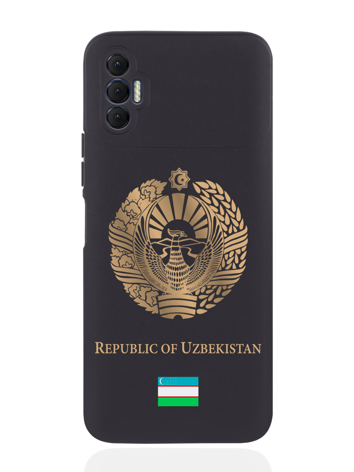 

Чехол SignumCase для Tecno Spark 8P Золотой Герб Узбекистана черный, Золотистый;черный