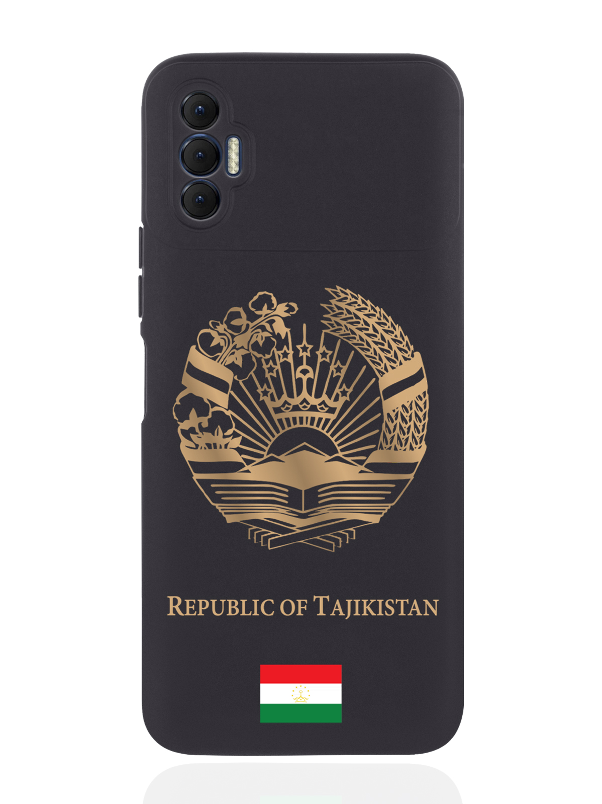 

Чехол SignumCase для Tecno Spark 8P Золотой Герб Таджикистана черный, Золотистый;черный