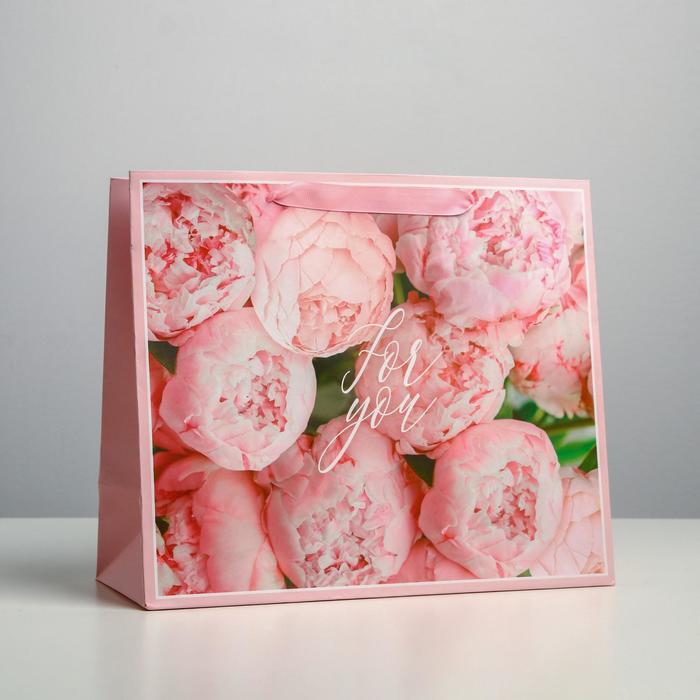 

Пакет подарочный Дарите Счастье ламинированный горизонтальный For you ML 27x23x11,5 см, Розовый