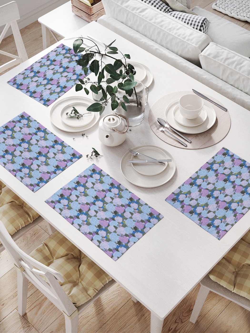 

Комплект салфеток JoyArty "Цветные гортензии" для сервировки стола (32х46 см, 4 шт.), Цветные гортензии