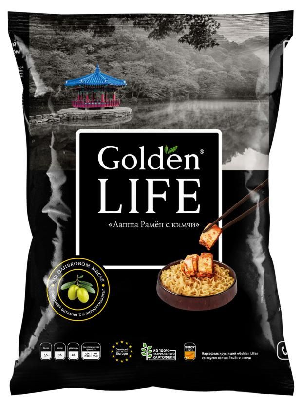 Чипсы картофельные Golden Life Лапша Рамен с кимчи 90 г