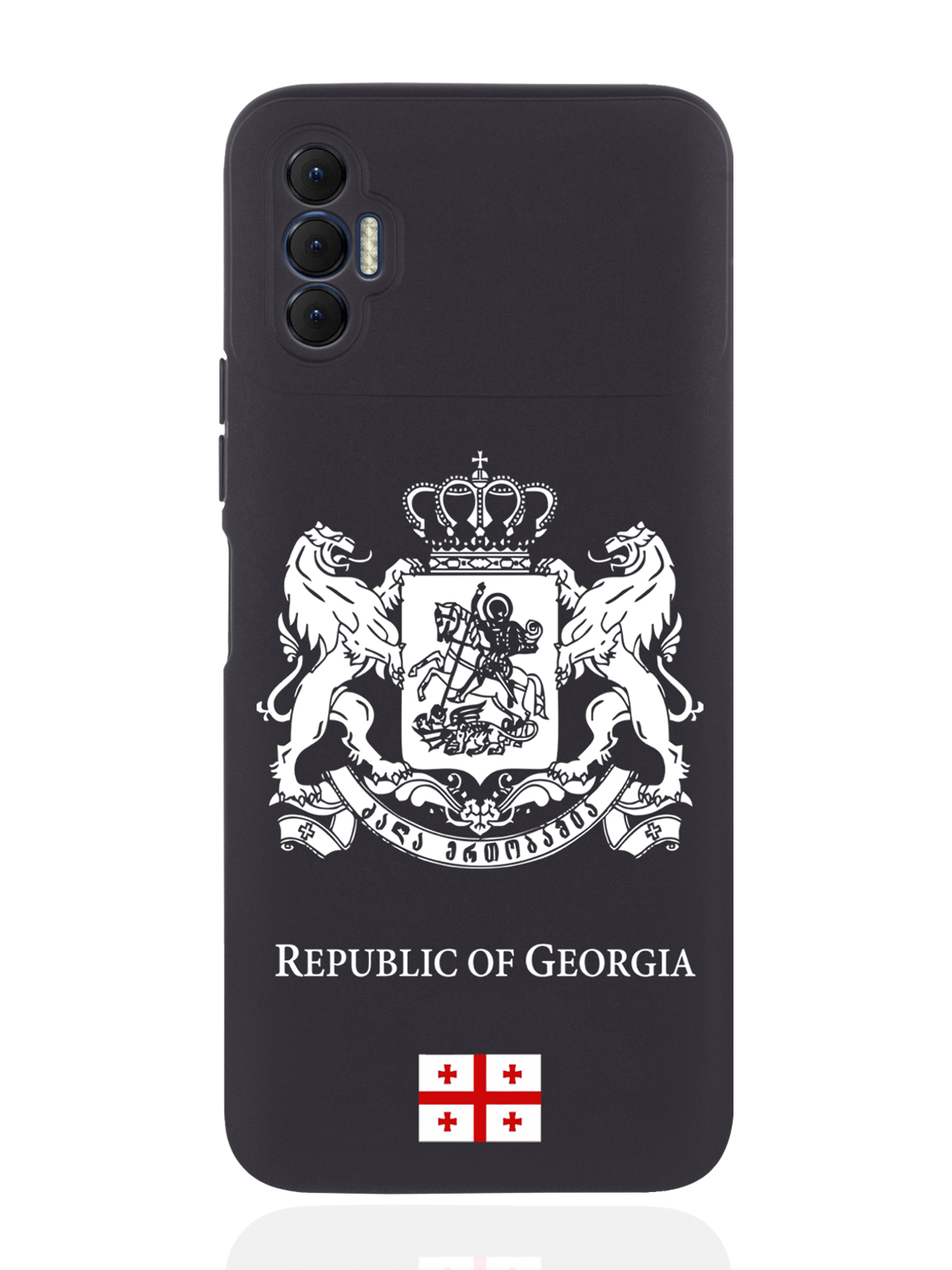 

Чехол SignumCase для Tecno Spark 8P Белый Герб Грузии черный, Золотистый;черный