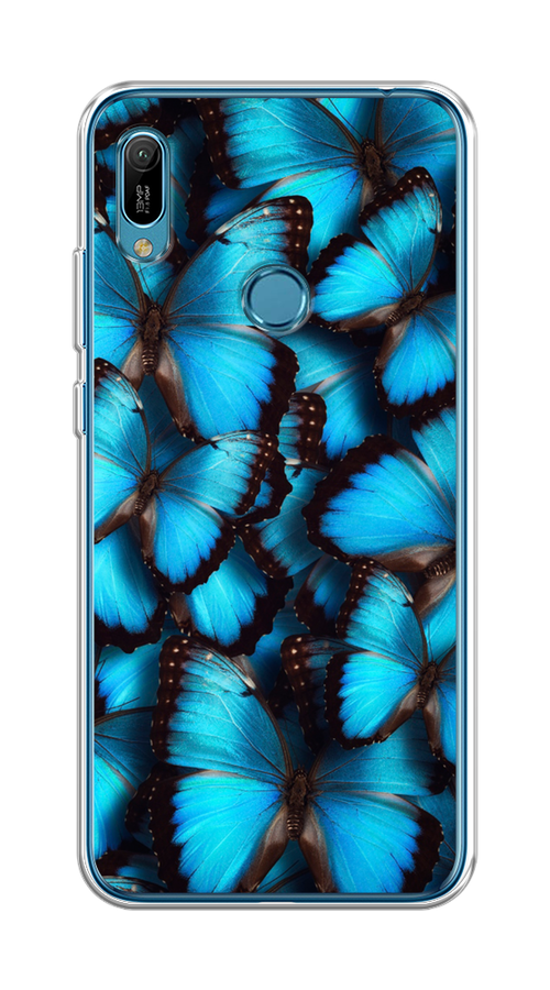 

Чехол на Huawei Y6 2019/Honor 8a/8a Pro/Y6s "Тропическая бабочка 2", Голубой;черный, 611550-1