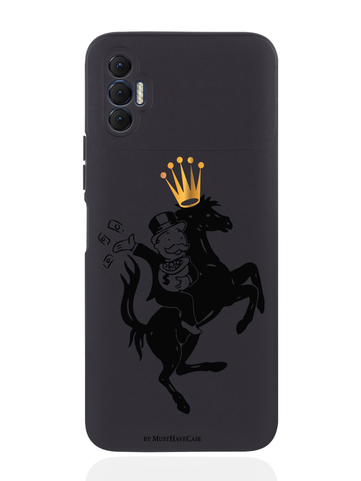 

Чехол MustHaveCase для Tecno Spark 8P Monopoly на коне черный, Черный;золотистый