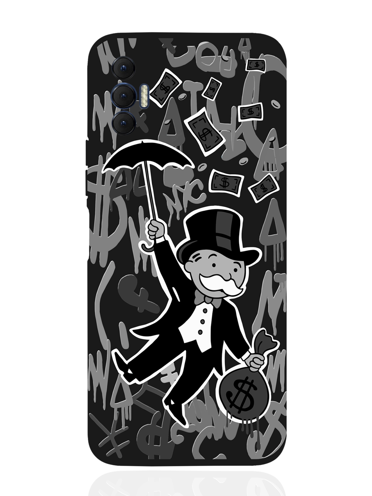 

Чехол MustHaveCase для Tecno Spark 8P Monopoly Black Edition/Монополия черный, Серый;черный