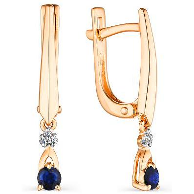 

Серьги женские из золота АЛЬКОР 23484-102, сапфир/бриллиант, 23484-102