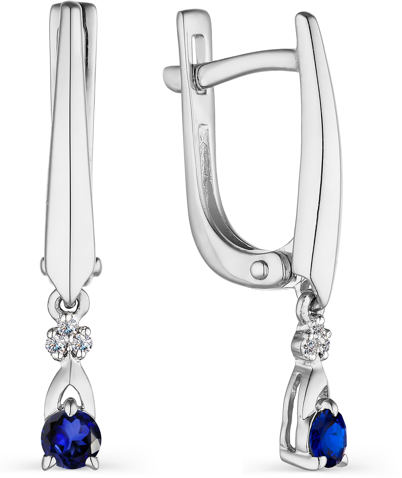

Серьги женские из золота АЛЬКОР 23484-202, сапфир/бриллиант, 23484-202