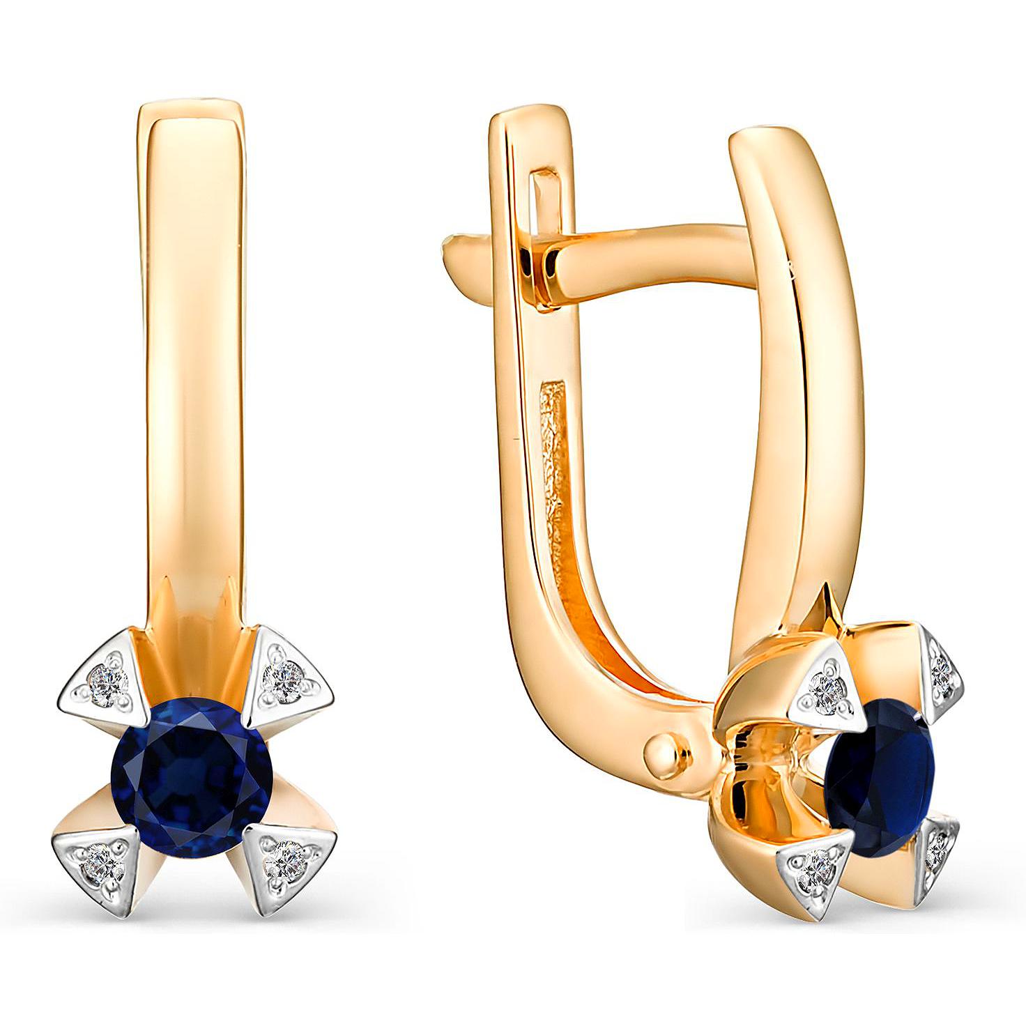 

Серьги женские из золота АЛЬКОР 23029-102, сапфир/бриллиант, 23029-102