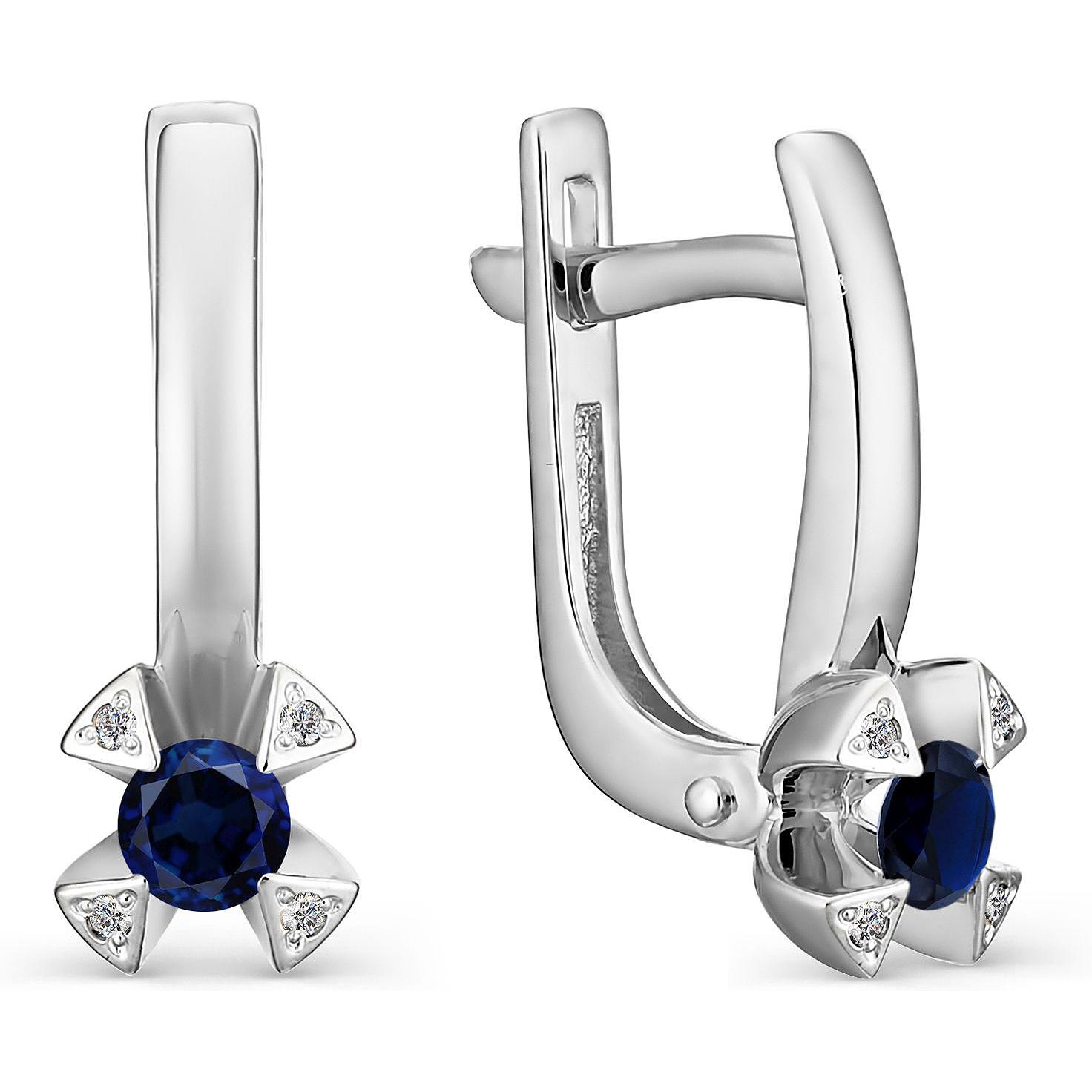

Серьги женские из золота АЛЬКОР 23029-202, сапфир/бриллиант, 23029-202
