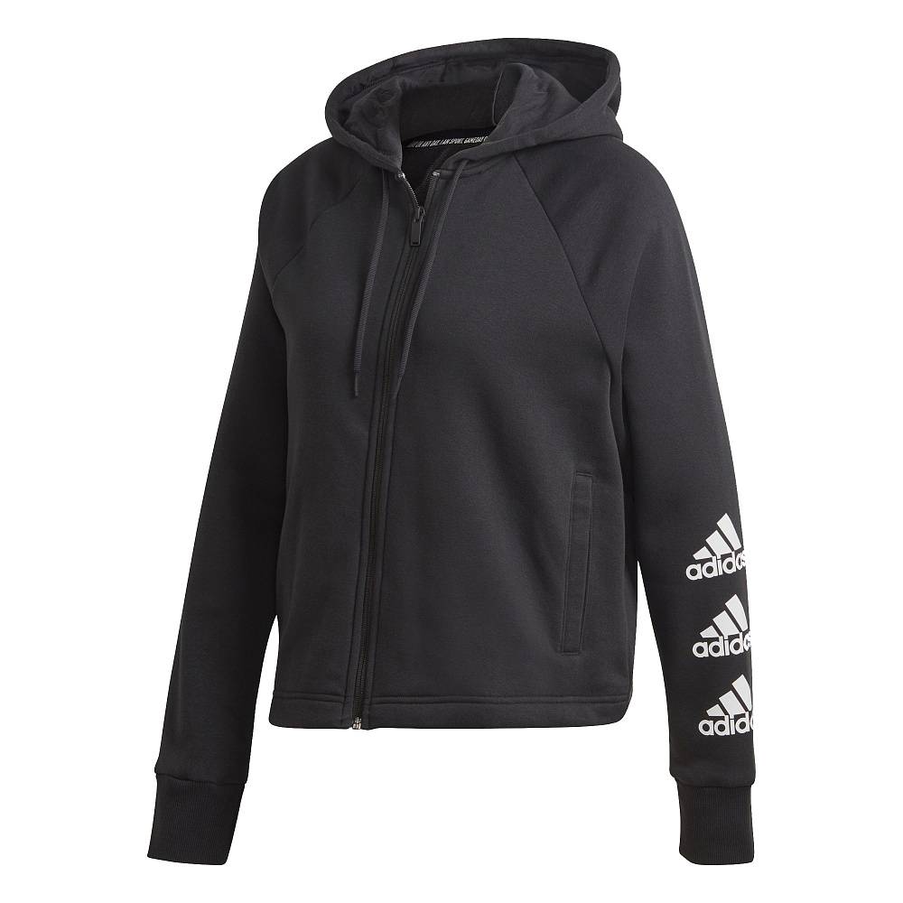 фото Толстовка женская adidas w stacked fz hd черная m