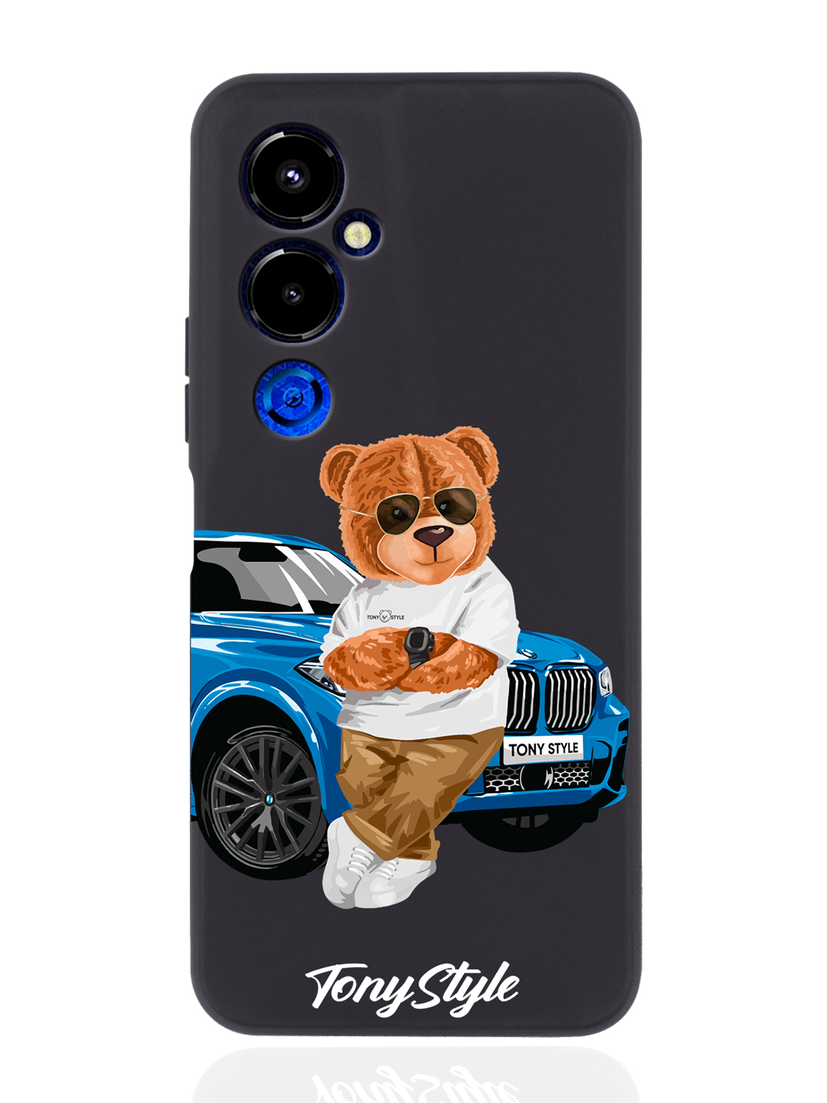 

Чехол Tony Style для Tecno Pova 4 Pro Tony Style с машиной черный, Голубой;коричневый;белый