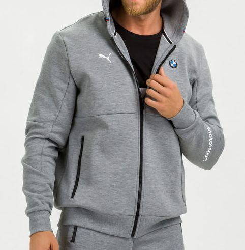 фото Толстовка мужская puma bmw mms hooded sweat jacket r серая s