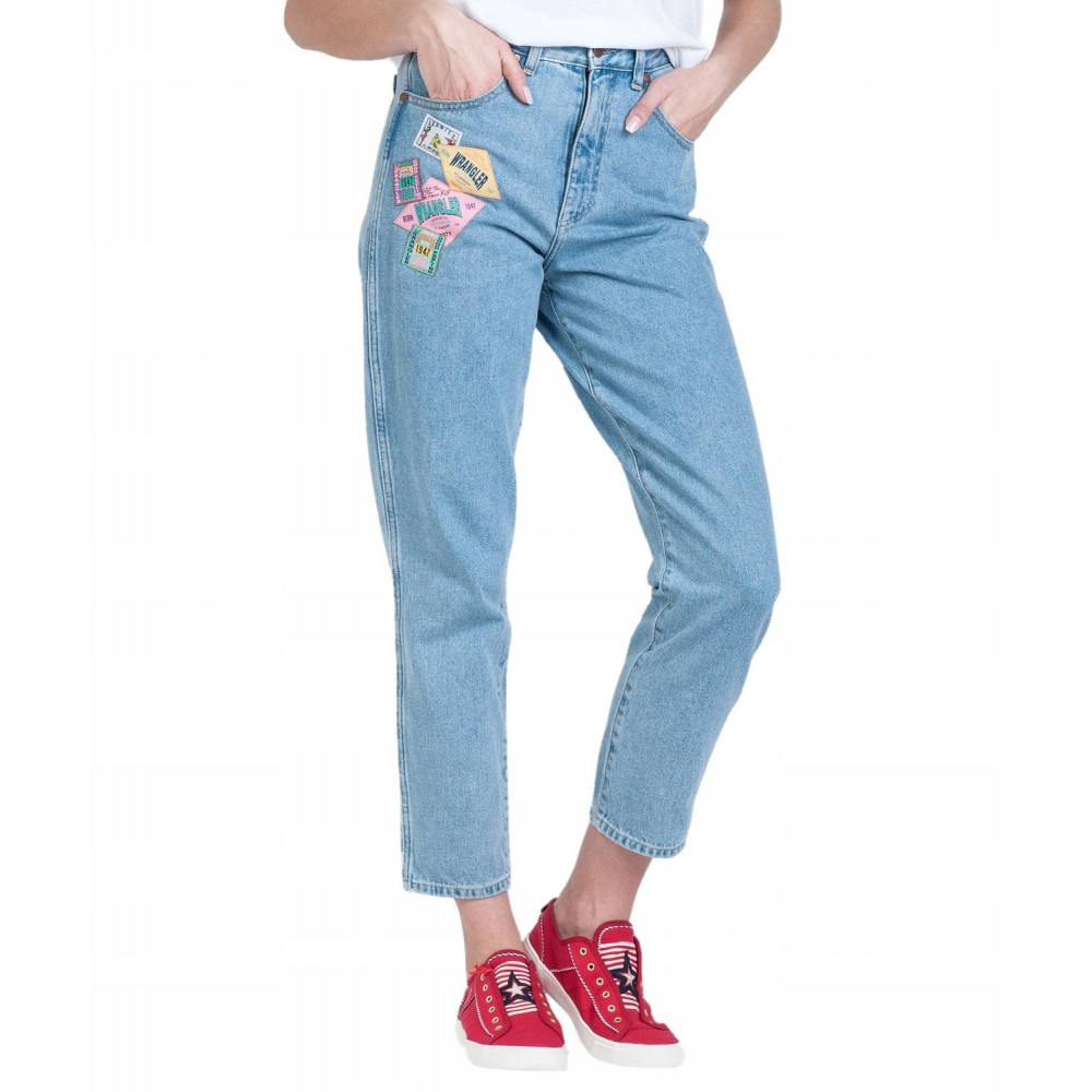 фото Джинсы женские wrangler mom jeans honolulu синие 26/32