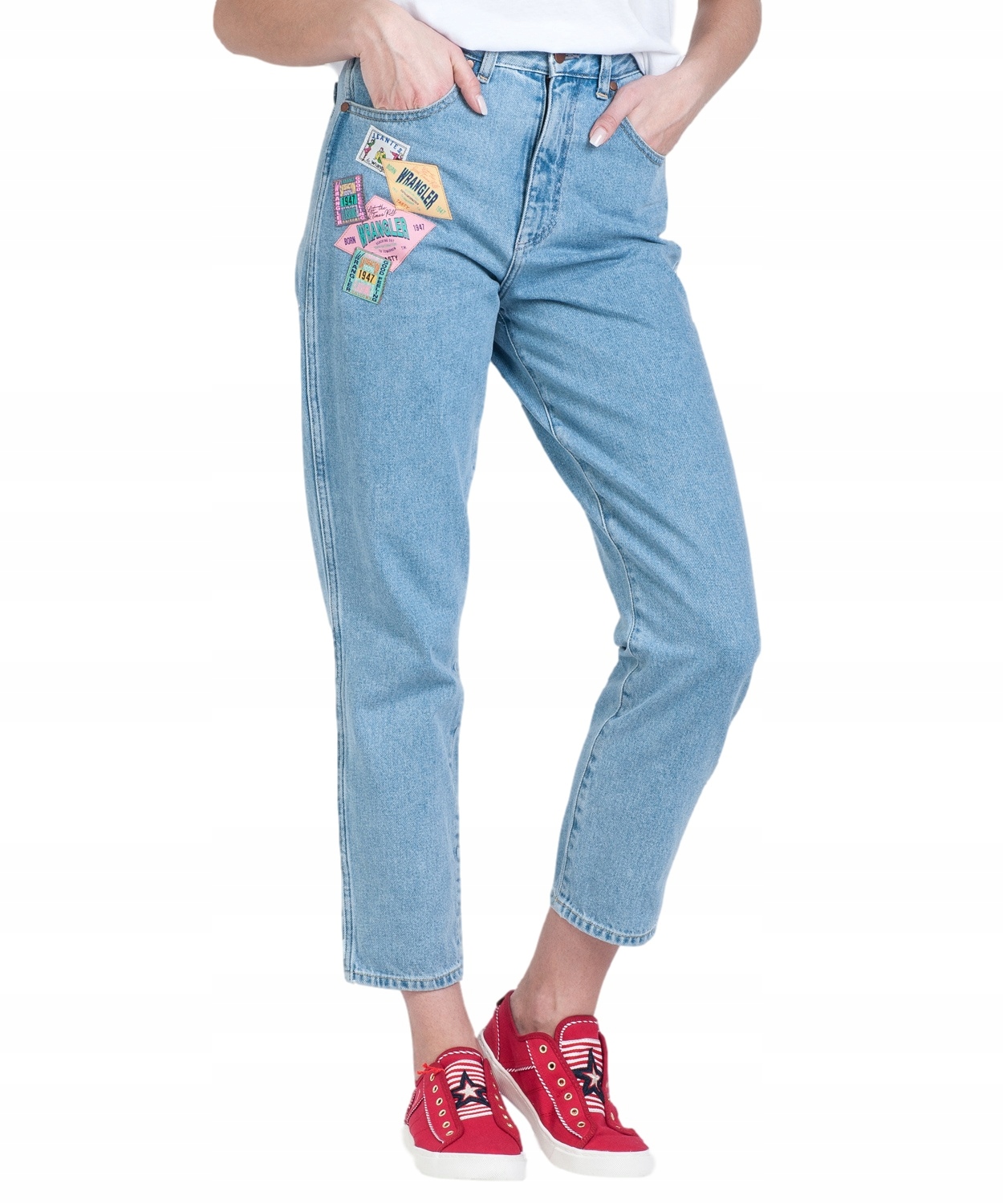 фото Джинсы женские wrangler mom jeans honolulu синие 26/32