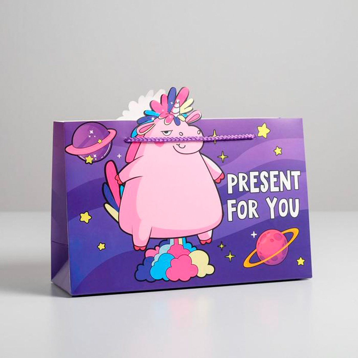 

Пакет подарочный Дарите Счастье Present for you 30x23x10, Фиолетовый