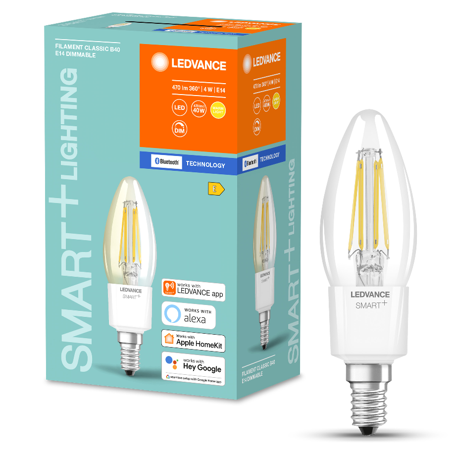 

Умная лампочка светодиодная филаментная LEDVANCE / OSRAM SMART+ A, E14, 4Вт, 2700К, 470лм