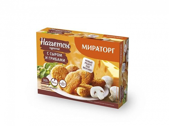 

Наггетсы куриные Мираторг c сыром и грибами замороженные 300 г