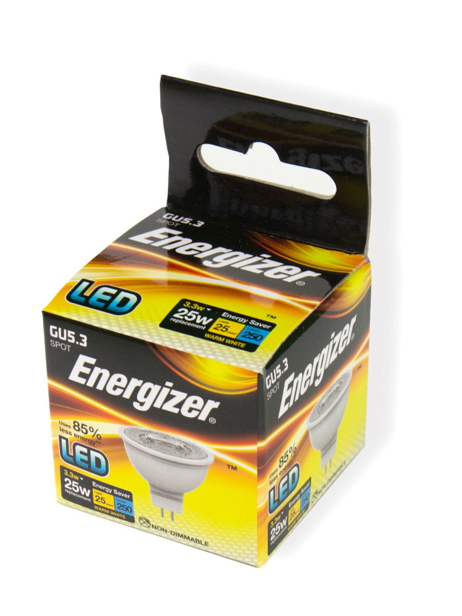 фото Energizer светодиодные лампы energizer gu 5.3 spot теплый белый свет 25w