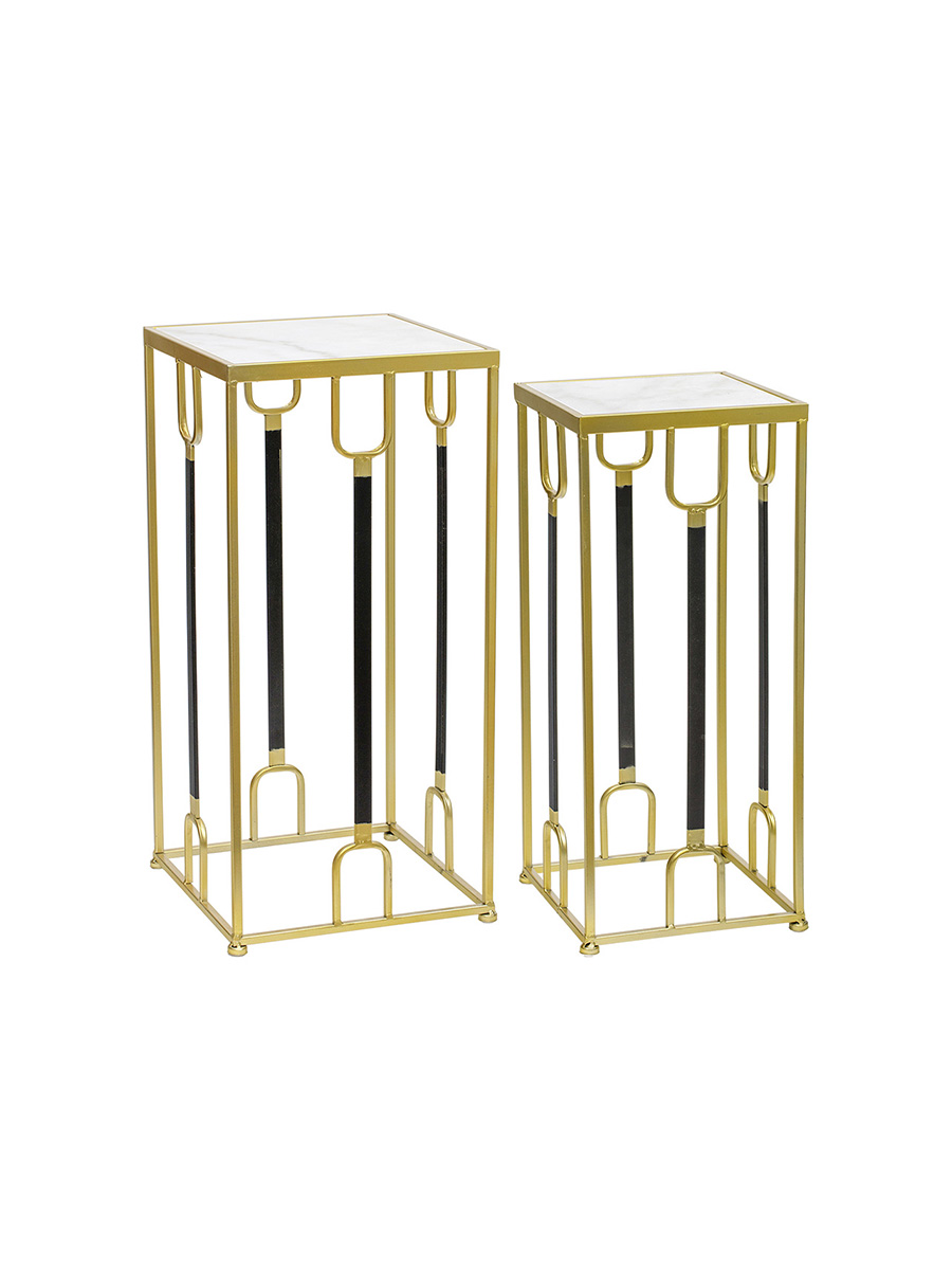 

Столики интерьерные Glasar с белым мрамором, 2 пр 31x31x65, 26x26x60см, металл