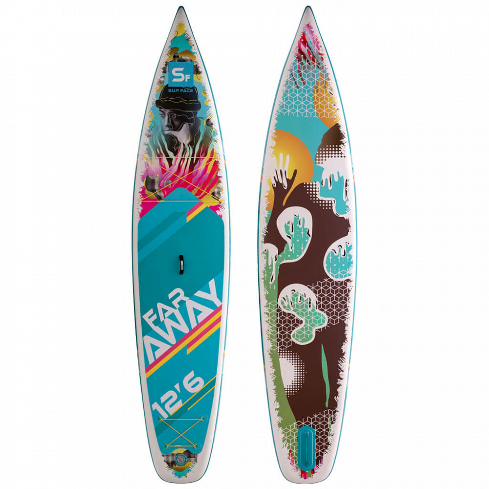 Сап борд надувной SUP face Far Away, 12.6, 384x81x15 см, голубой