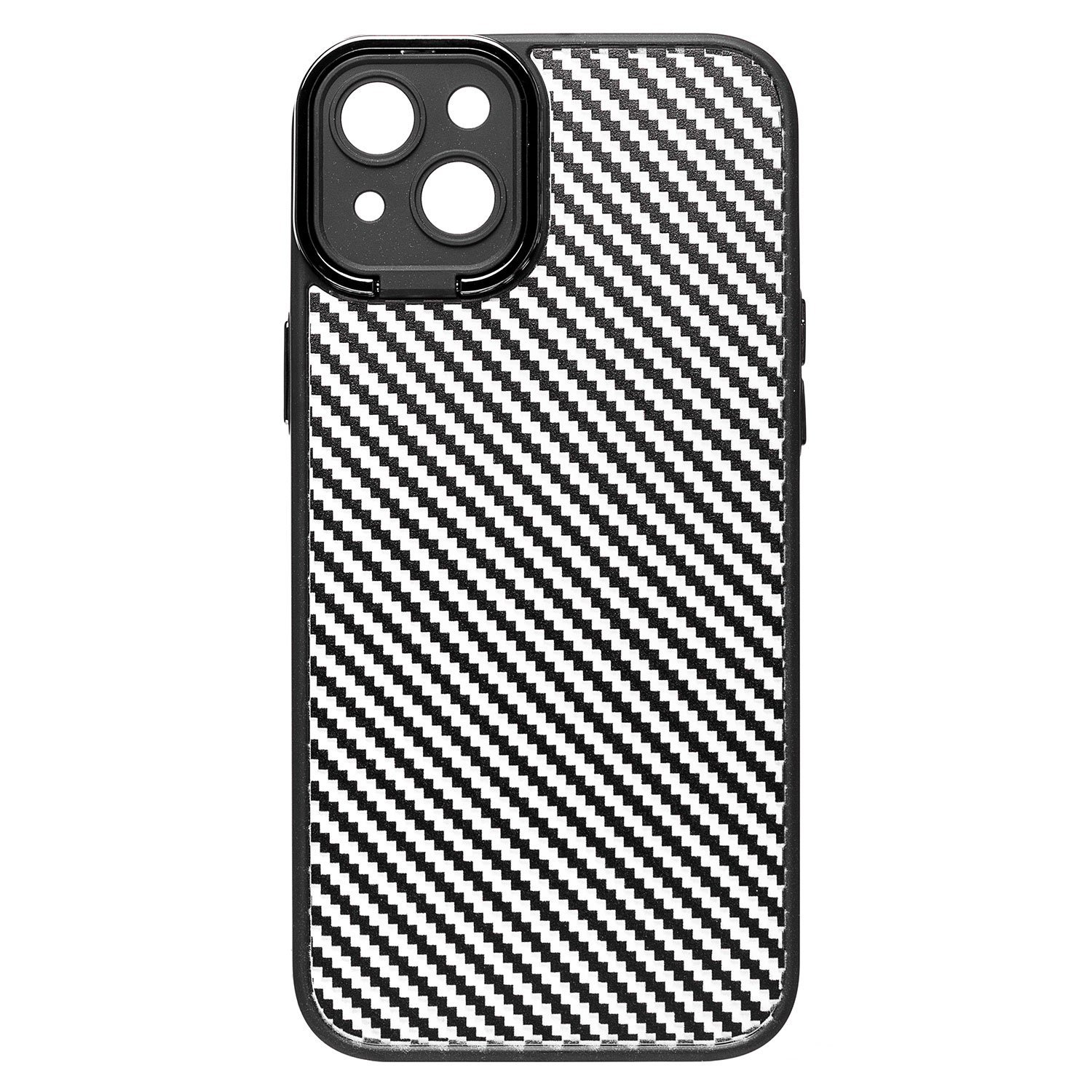 

Чехол для iPhone 14 Plus пластиковый вставка под карбон <черный>, iPhone 14 Plus