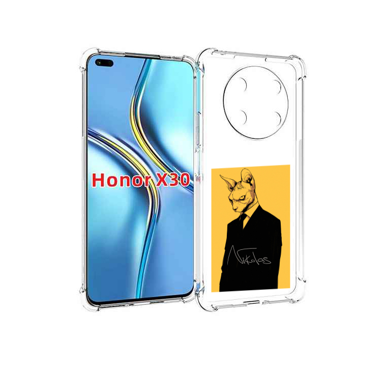 Чехол MyPads кот-в-смокинге-на-желтом-фоне для Honor X30 / Magic4 Lite 5G