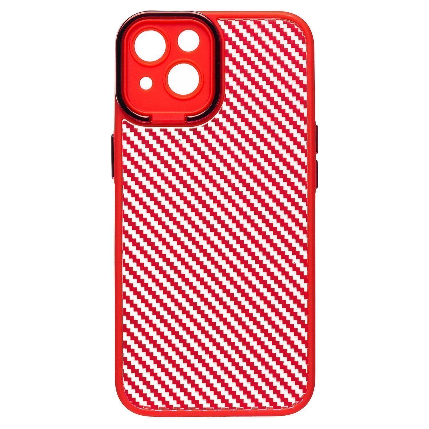 

Чехол для iPhone 13 пластиковый вставка под карбон <красный>, iPhone 13