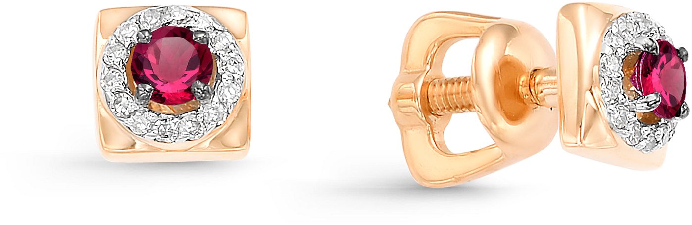 

Серьги женские из золота АЛЬКОР 22517-103, рубин/бриллиант, 22517-103