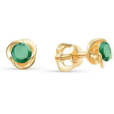 

Серьги-пусеты из золота АЛЬКОР 2505-131, агат, 2505-131