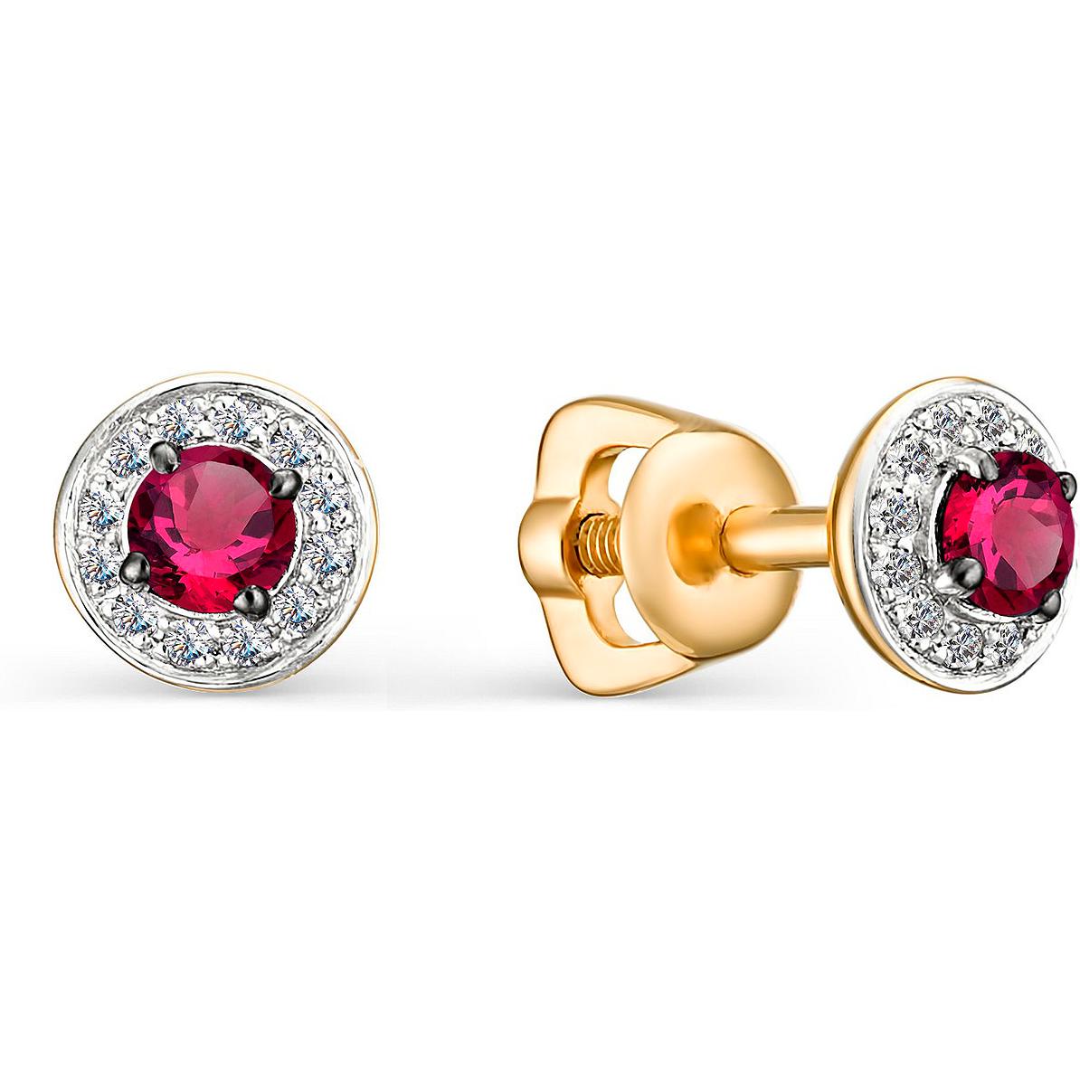 

Серьги женские из золота АЛЬКОР 23032-103, рубин/бриллиант, 23032-103