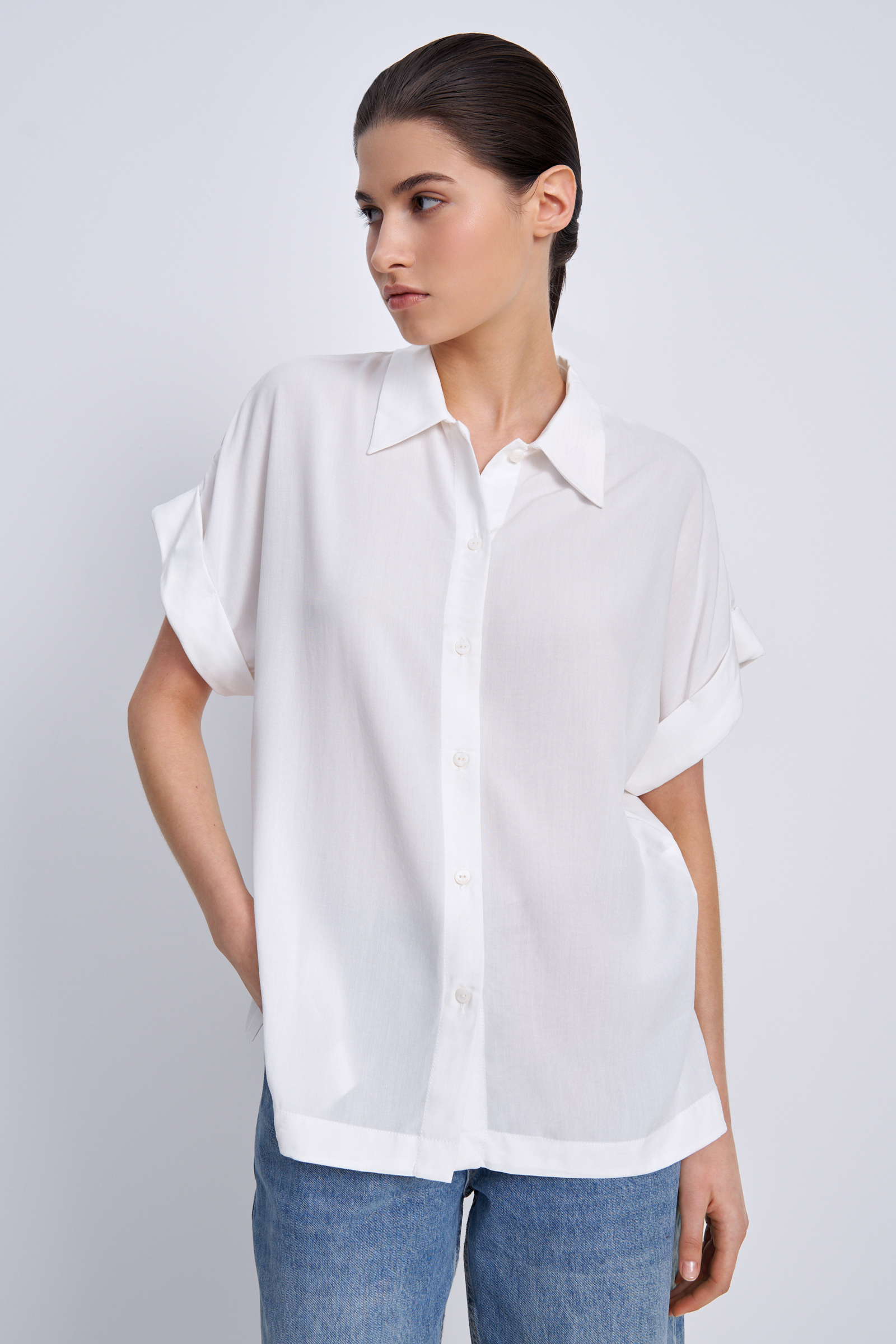 Рубашка женская Finn Flare BAS-10041 белая 3XL