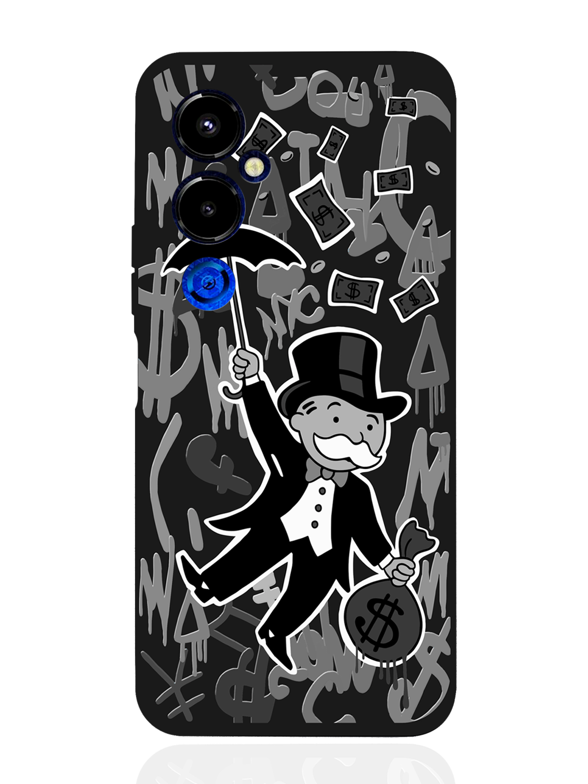 

Чехол MustHaveCase для Tecno Pova 4 Pro Monopoly Black Edition/Монополия черный, Серый;черный