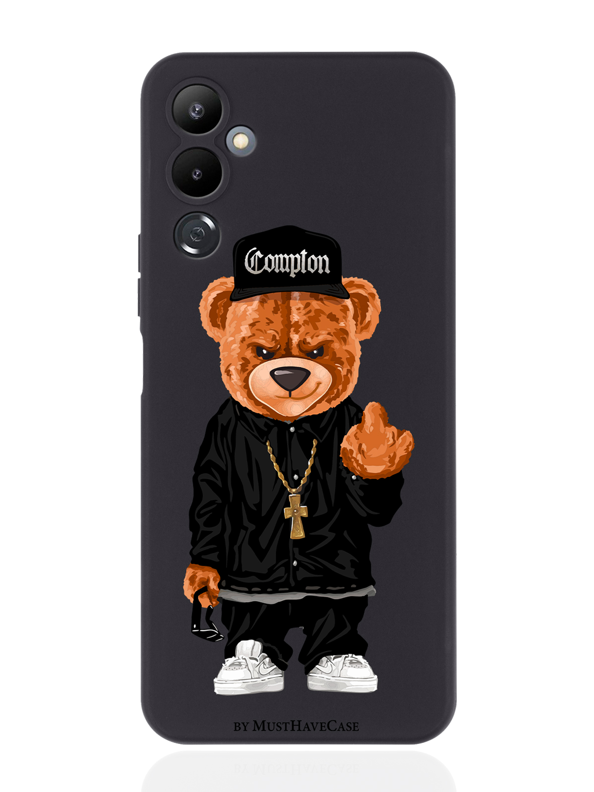 

Чехол MustHaveCase для Tecno Pova 4 Мишка Compton черный, Коричневый;черный;белый