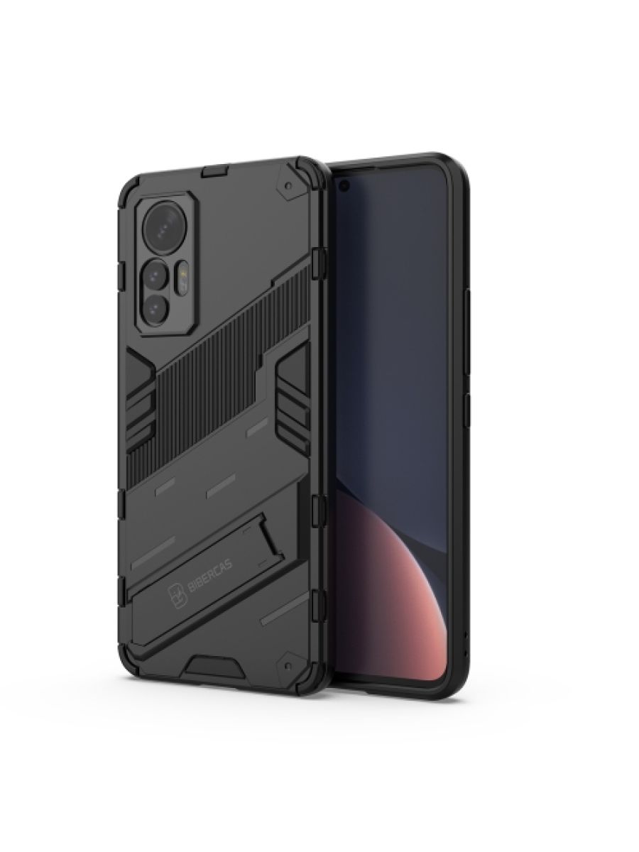 

Punk противоударный чехол с подставкой для Xiaomi 12 Lite Черный
