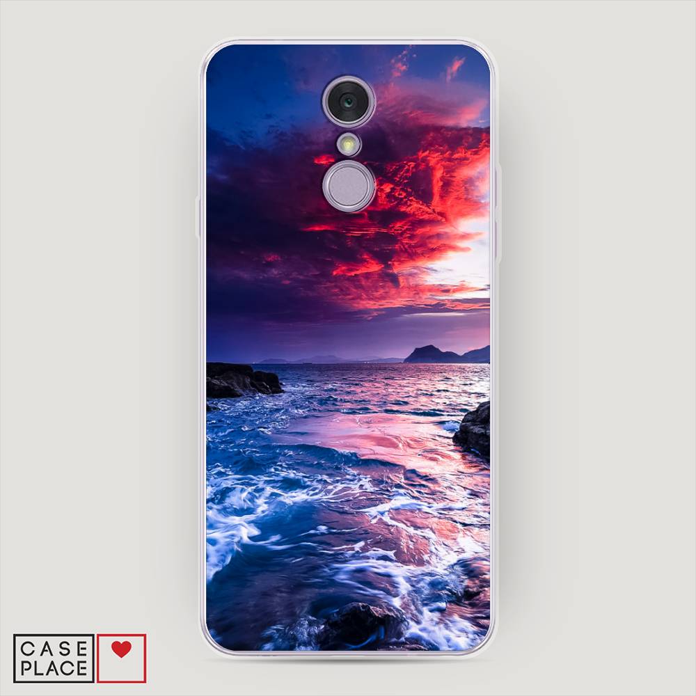 

Чехол Awog на LG Q7 (Plus, Alpha) "Волны 1", Розовый;синий, 83550-4