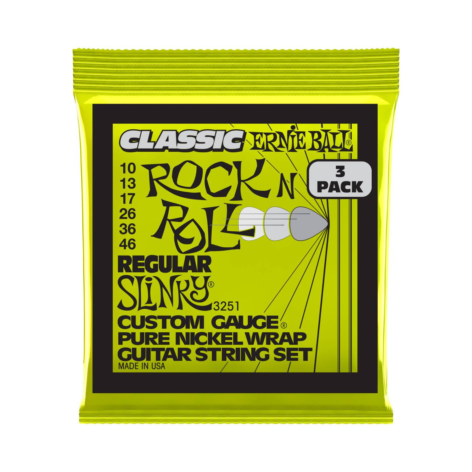 

Струны для электрогитары ERNIE BALL 3251 Pure Classic RnR Slinky Regular 3 Pack 10-46