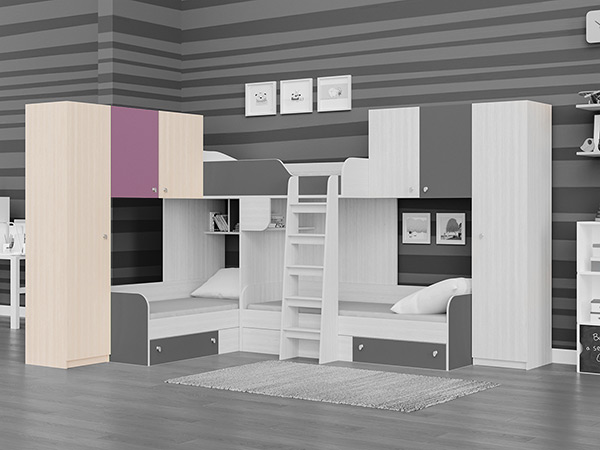 

Модуль 1 ТРИО Дуб молочный/Фиолетовый, Розовый