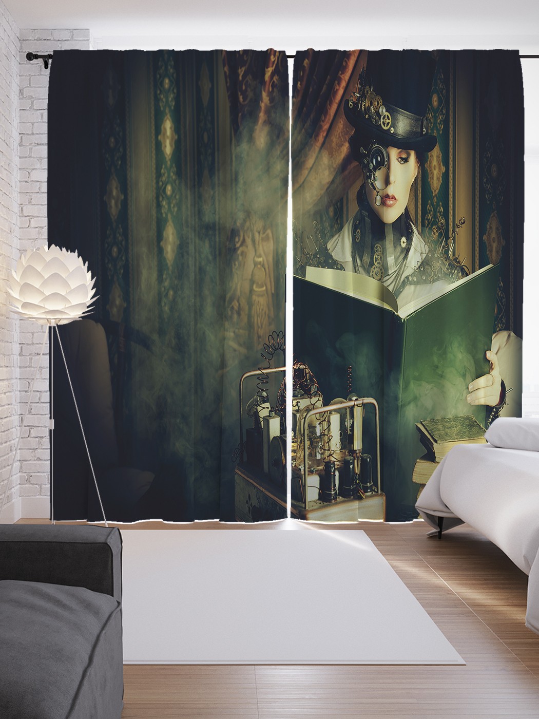 

Шторы JoyArty с фотопечатью "Девушка часовщик" из сатена, 290х265 см, Девушка часовщик