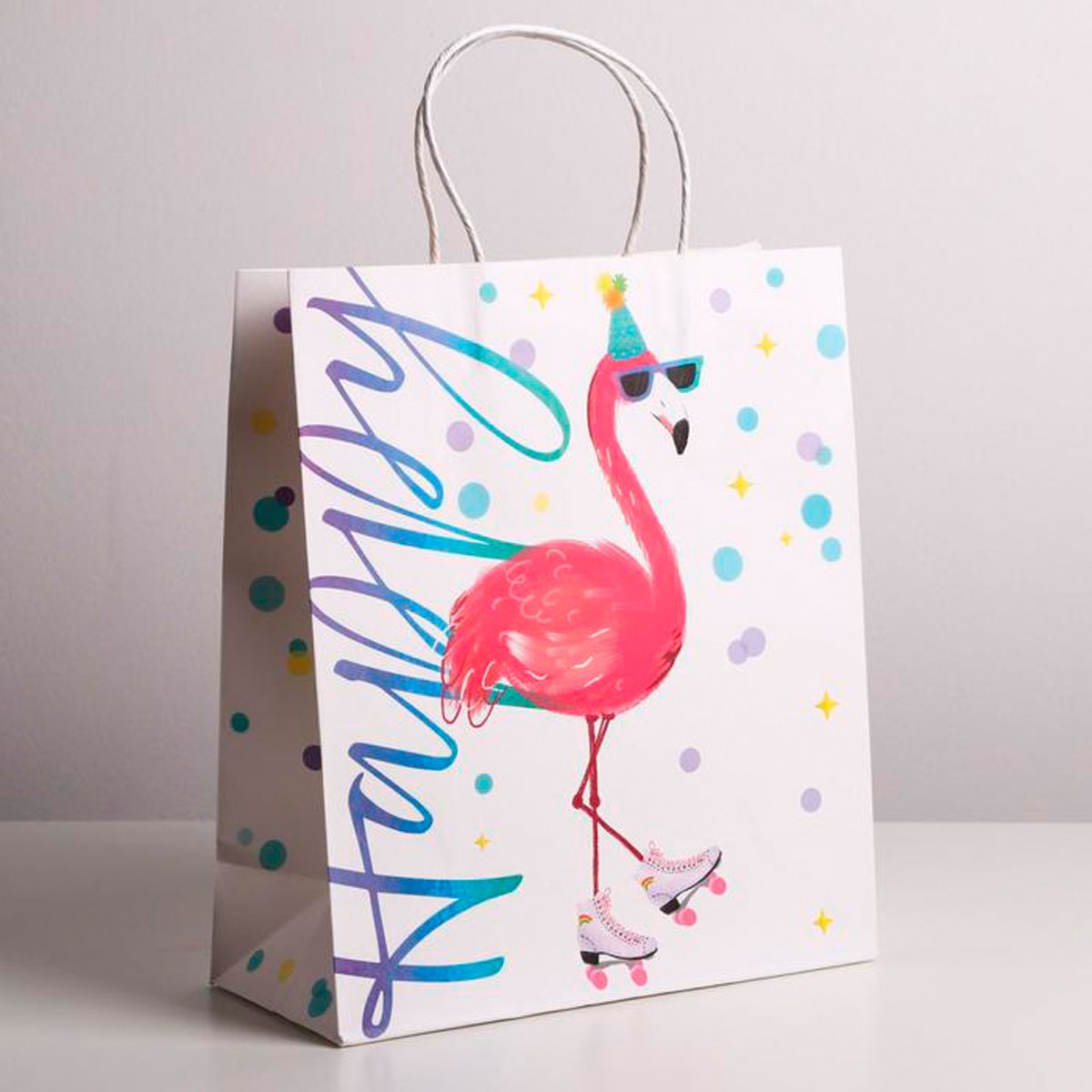 

Пакет подарочный Дарите Счастье Happy, крафтовый, 26x30x11,5