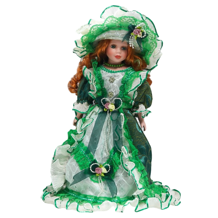 фото Кукла коллекционная керамика "фрейлина абигейл в изумрудном платье" 40 см nobrand