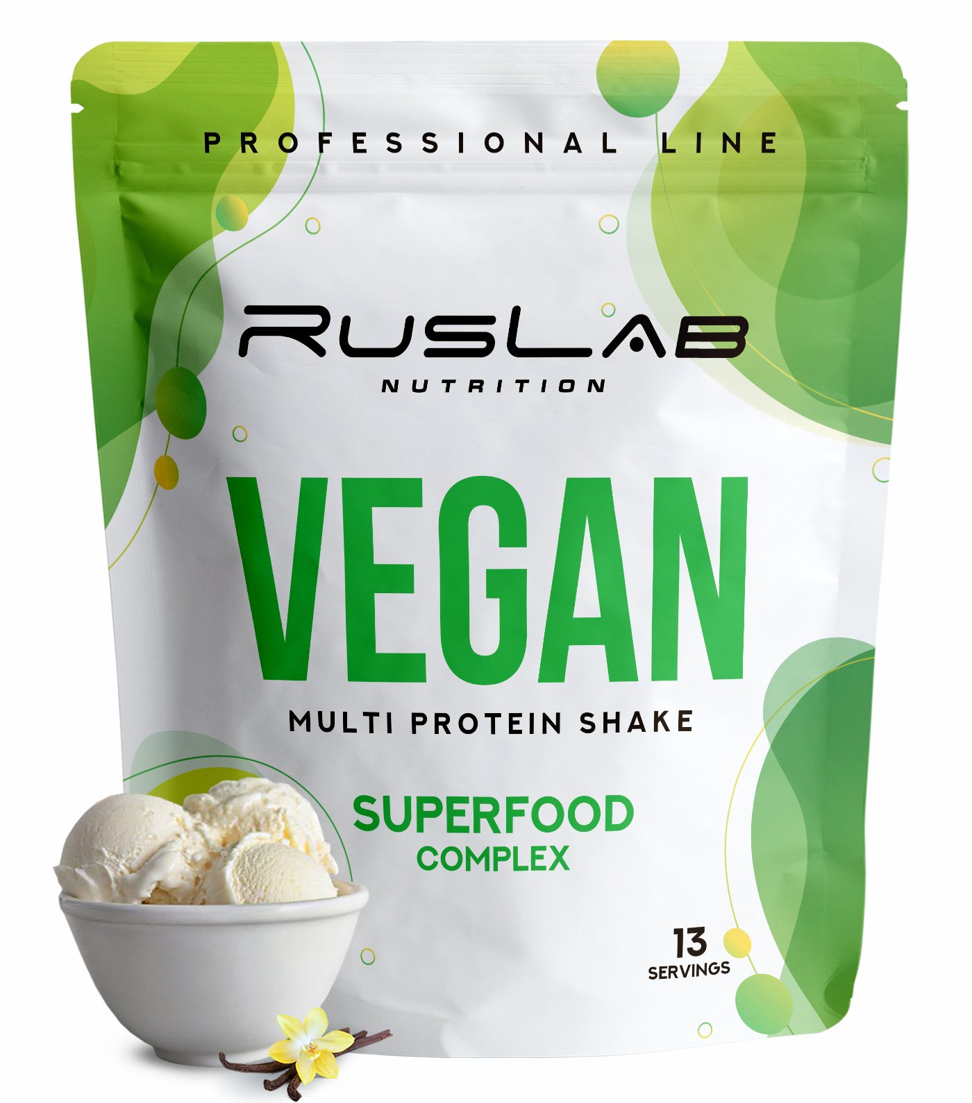 

Multi VEGAN Protein Shake RusLabNutrition веганский протеин 416гр вкус ваниль, VEGAN