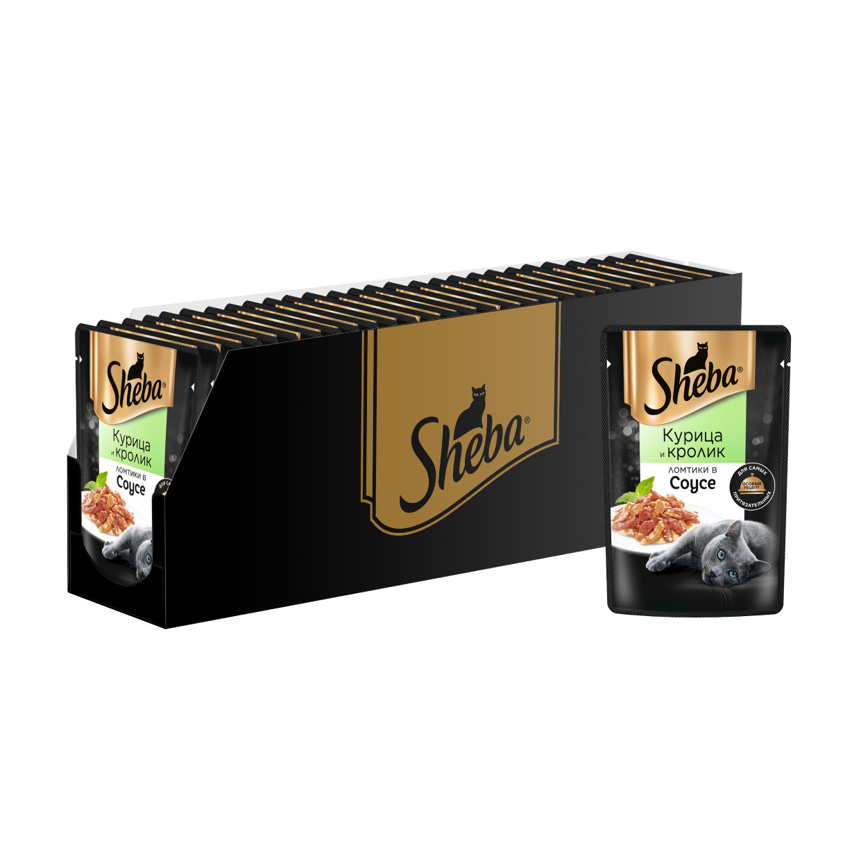 

Влажный корм для кошек Sheba, курица, кролик, 28шт по 75г, Pleasure
