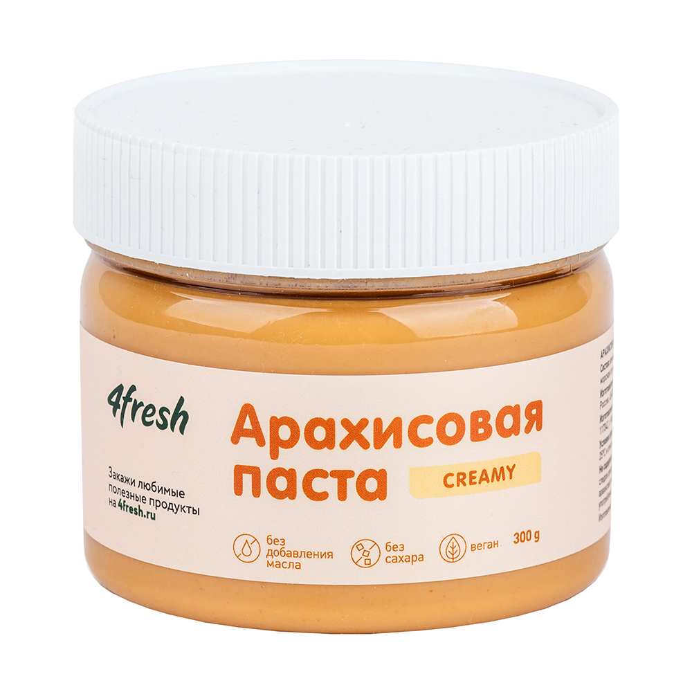 

Паста арахисовая 4fresh food кремовая, 300 г