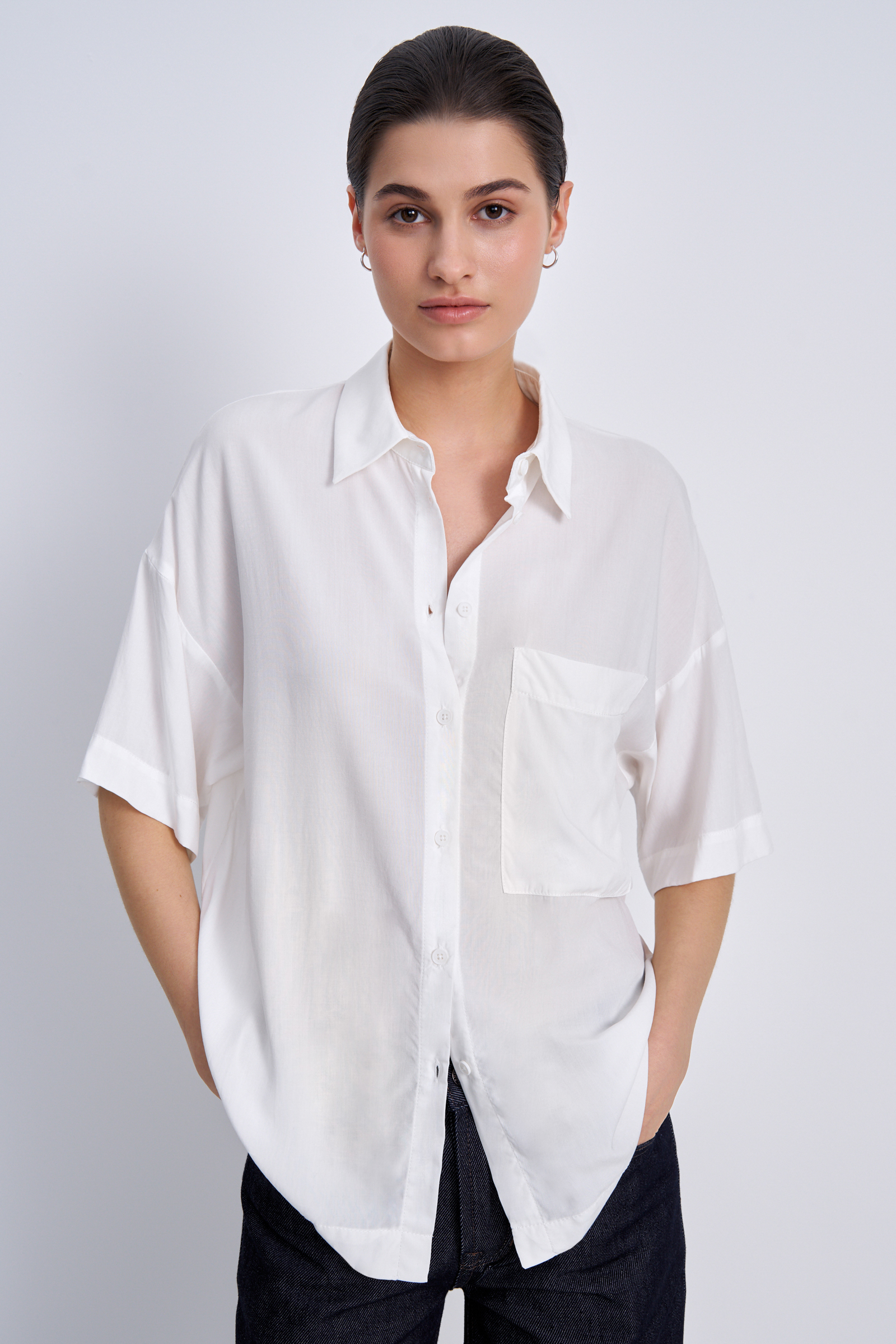 Рубашка женская Finn Flare BAS-10060 белая 5XL