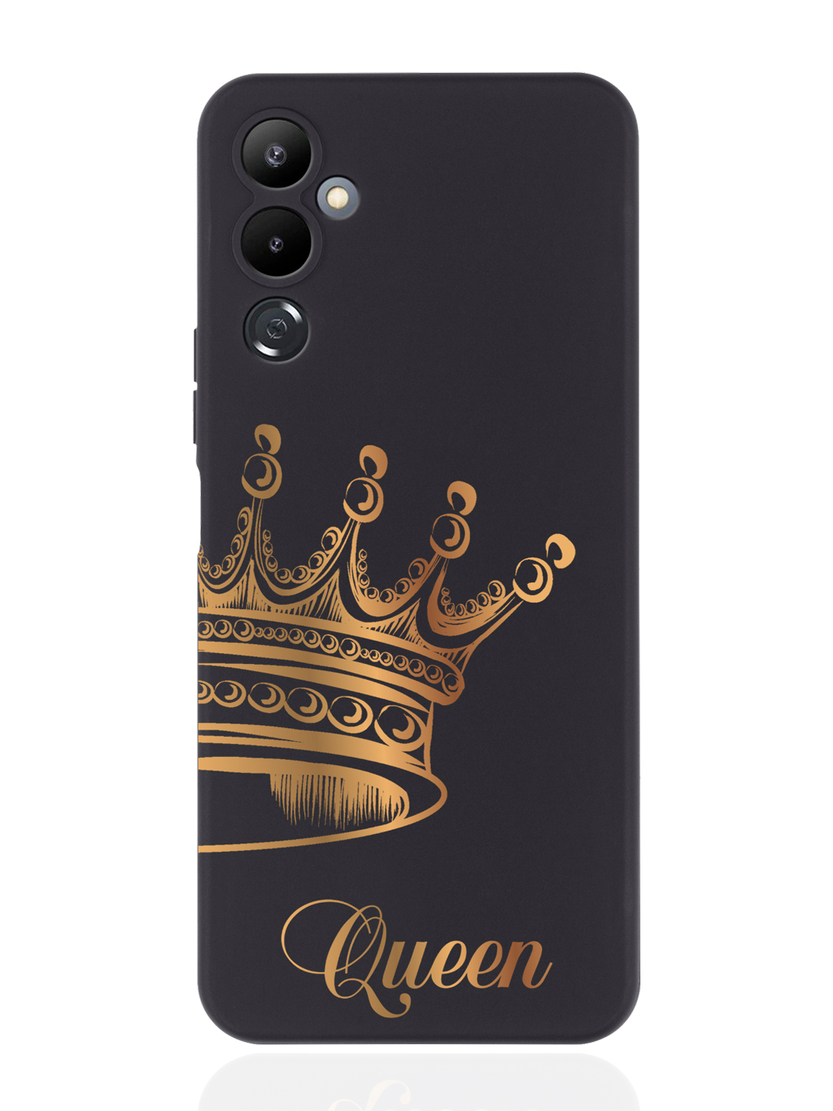 

Чехол MustHaveCase для Tecno Pova 4 Парный чехол корона Queen черный, Черный;золотистый
