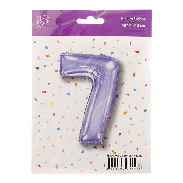 

Шар фольгированный 40 "Цифра 7" сиреневый, Lilac, Фиолетовый
