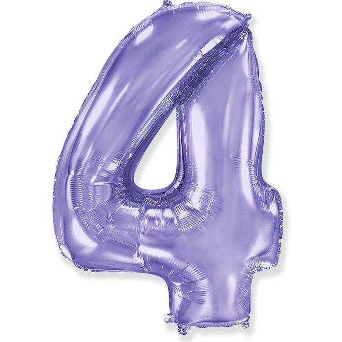 

Шар фольгированный 40 "Цифра 4" сиреневый, Lilac, Фиолетовый
